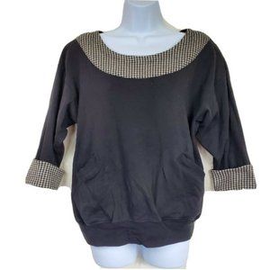 Westbound Sport Women's Vintage Black 3/4 Sleeve Jacquard Top Size M